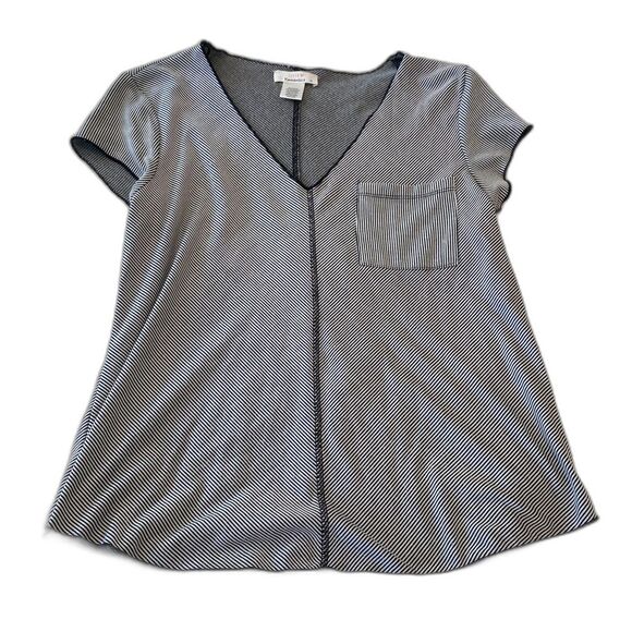 Urban Romantics size Small Slouchy Striped Flowy V Neck Lagenlook Casual Top - Picture 1 of 7